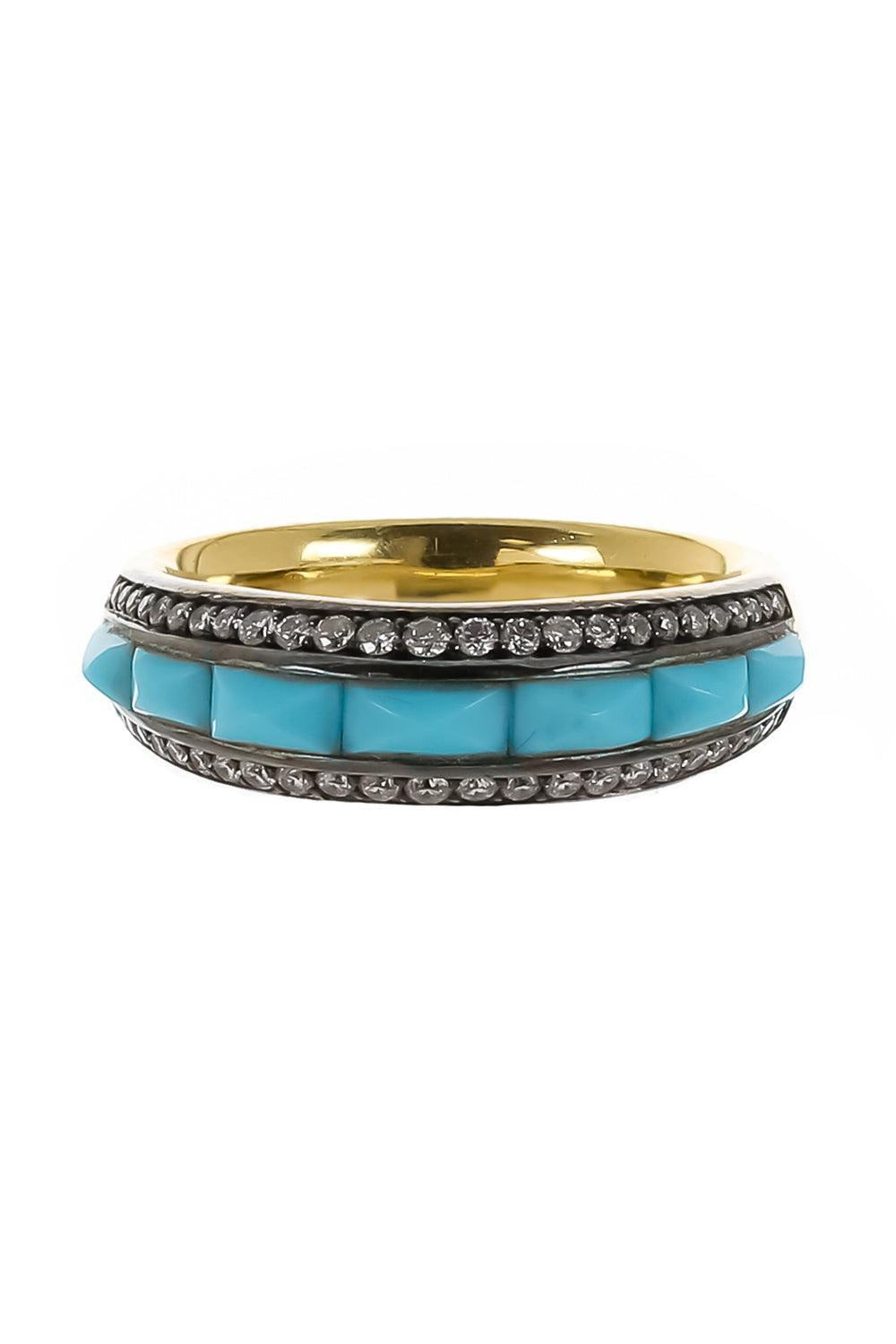 Turquoise Diamond Mini Pyramid Ring-YELLOW GOLD-6.25-JEWELRYFINE JEWELRING-JENNA BLAKE