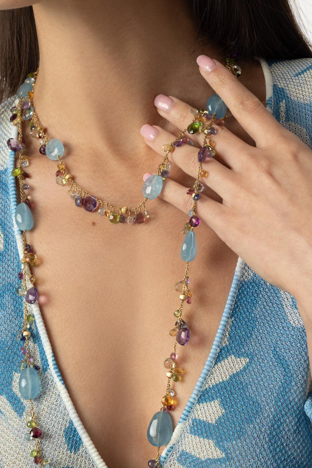Master Piece Mixed Gemstone Necklace-YELLOW GOLD-36-JEWELRYFINE JEWELPENDANT-MARCO BICEGO