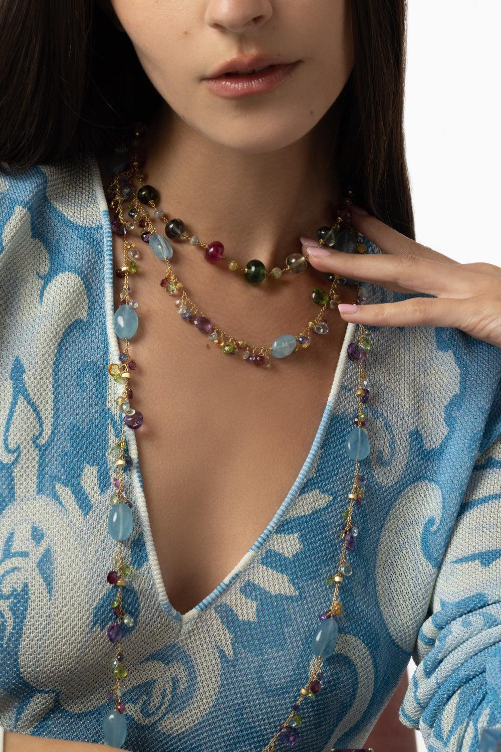 Unico Tourmaline Diamond Necklace-YELLOW GOLD-19-JEWELRYFINE JEWELNECKLACE O-MARCO BICEGO