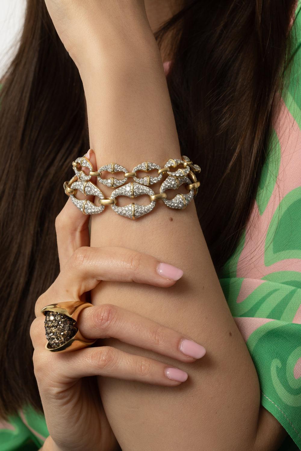 Chrona Link All Diamond Bracelet-YELLOW GOLD-JEWELRYFINE JEWELBRACELET O-VRAM