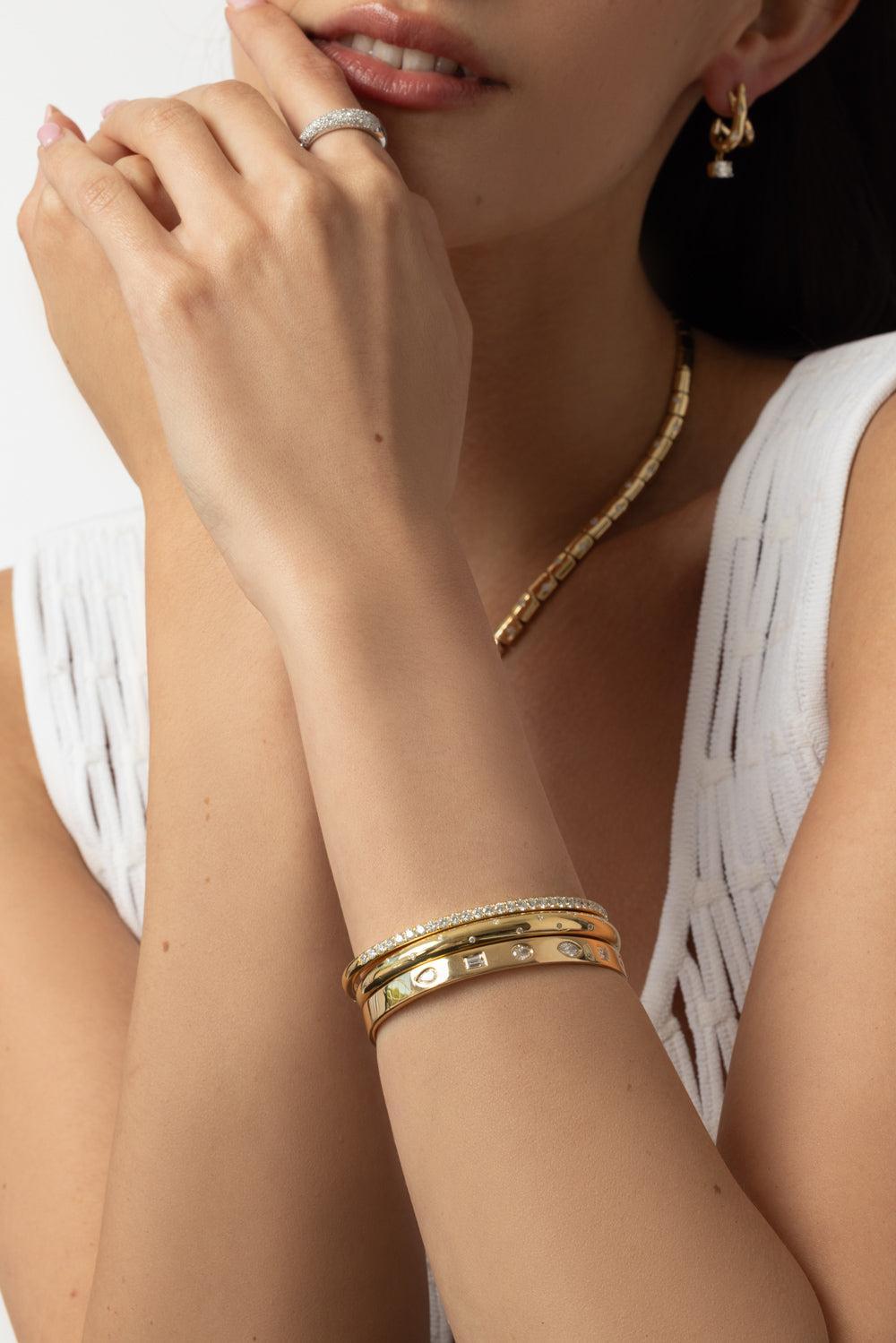 Diamond Stackable Bangle Bracelet-YELLOW GOLD-JEWELRYFINE JEWELBRACELET O-KWIAT