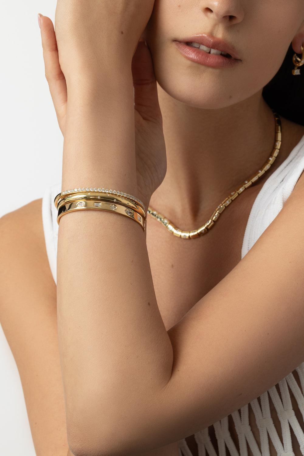 Diamond Stackable Bangle Bracelet-YELLOW GOLD-JEWELRYFINE JEWELBRACELET O-KWIAT