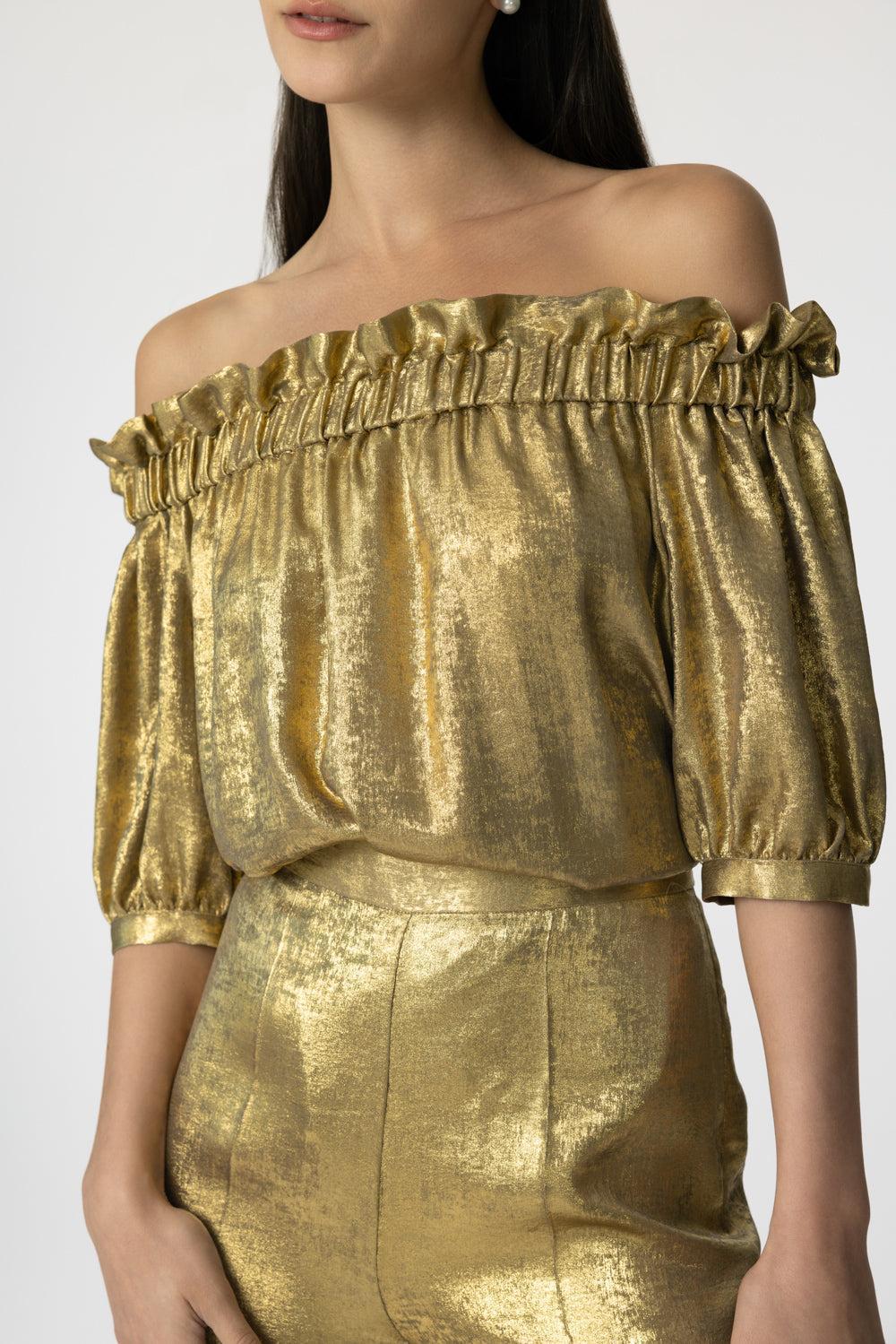 Sandie Blouse-GOLD-34-CLOTHINGTOPBLOUSE-DMN PARIS