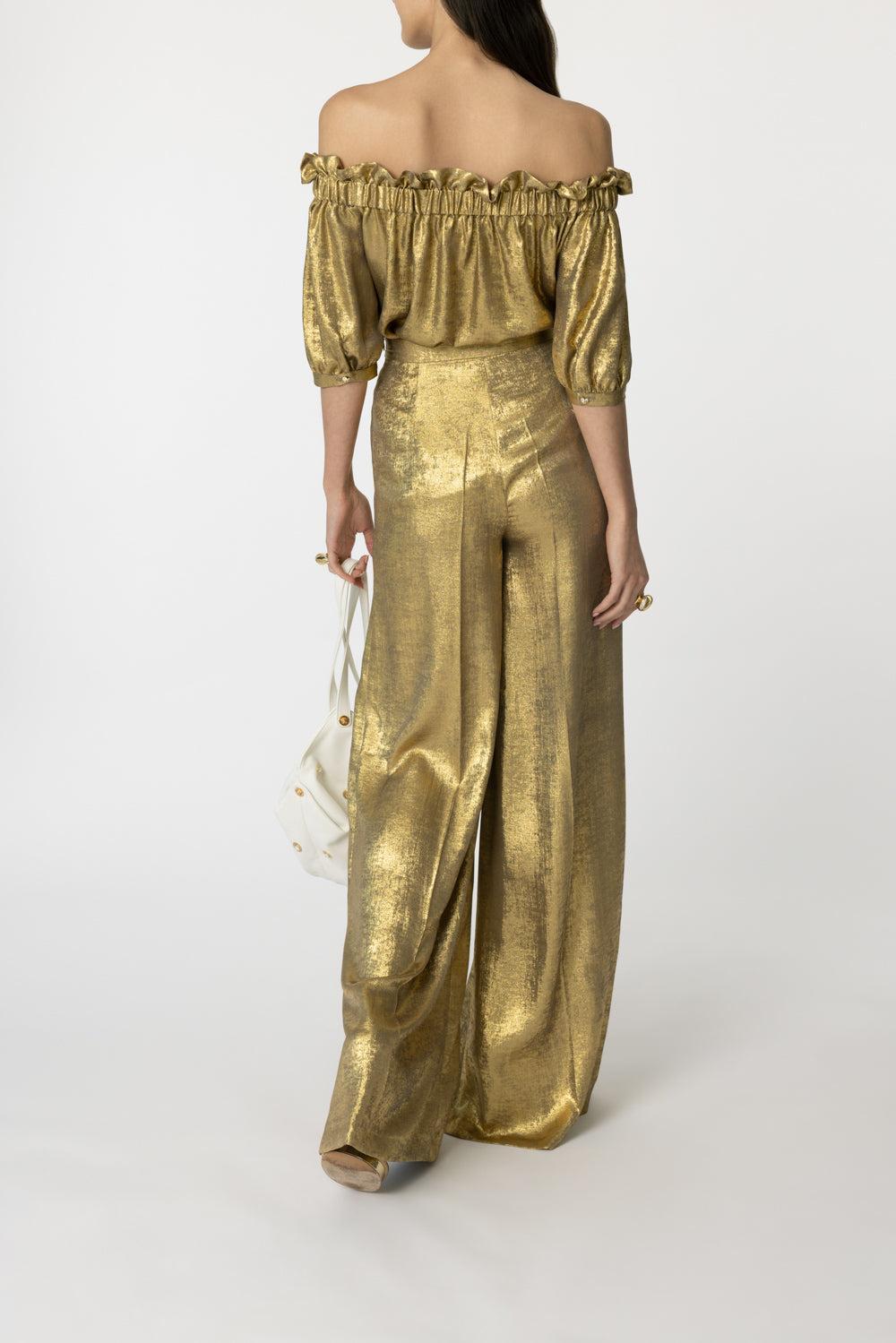 Sandie Blouse-GOLD-34-CLOTHINGTOPBLOUSE-DMN PARIS
