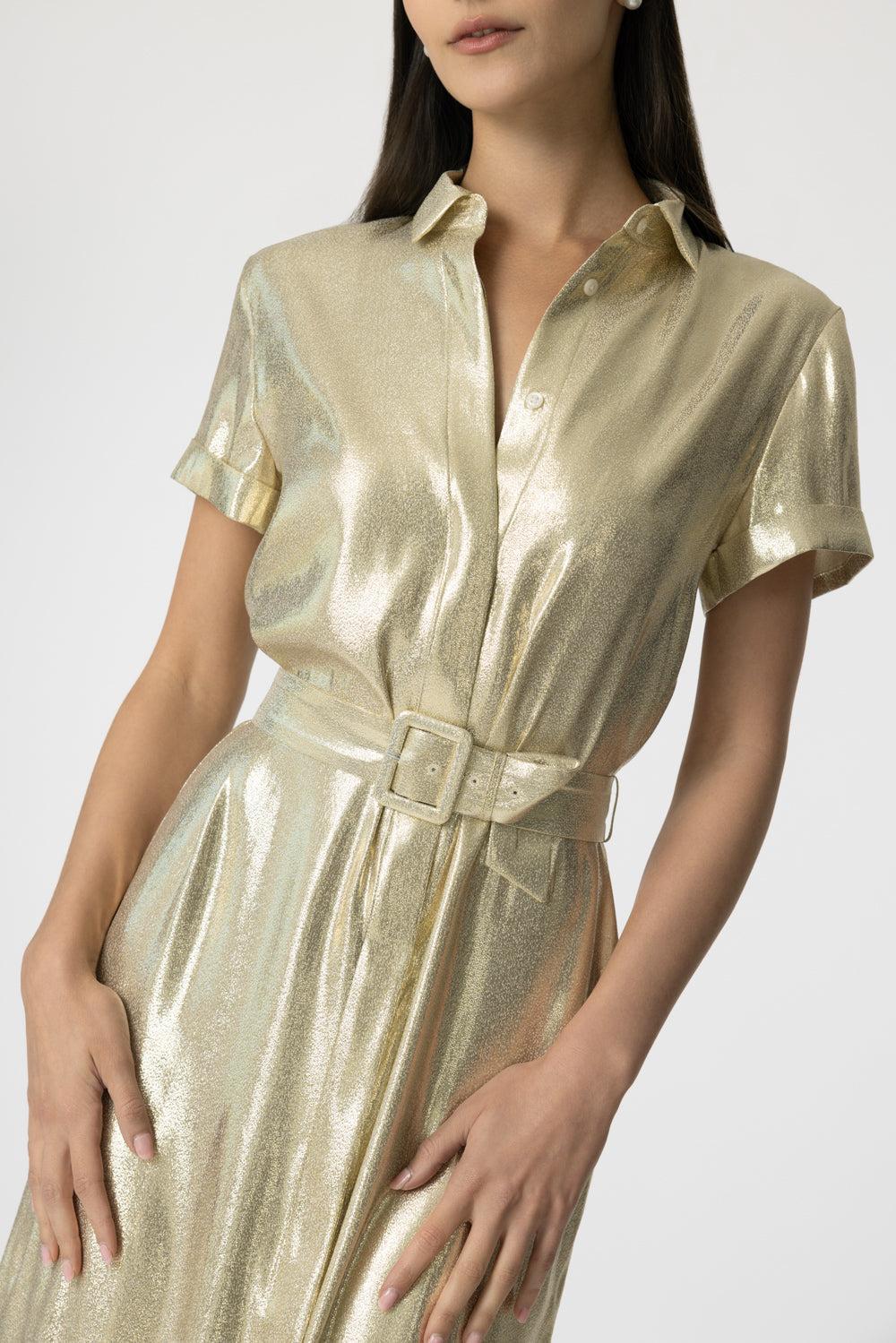 Redonna Dress - Gold-GOLD-34-CLOTHINGDRESSCASUAL-DMN PARIS