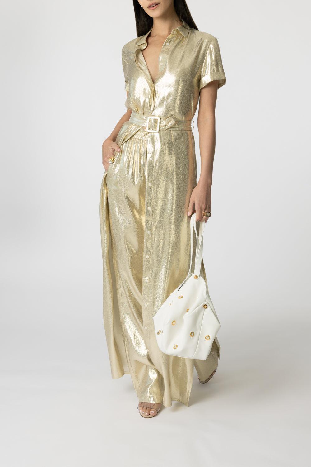 Redonna Dress - Gold-GOLD-34-CLOTHINGDRESSCASUAL-DMN PARIS