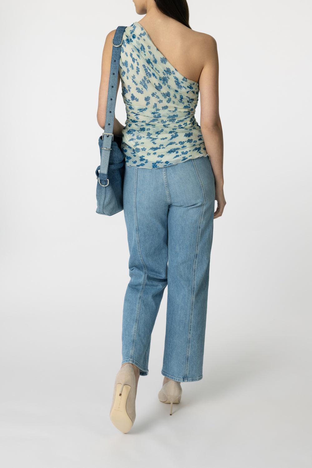 One Shoulder Draped Top-CLOUDBLU-2-CLOTHINGTOPBLOUSE-VICTORIA BECKHAM