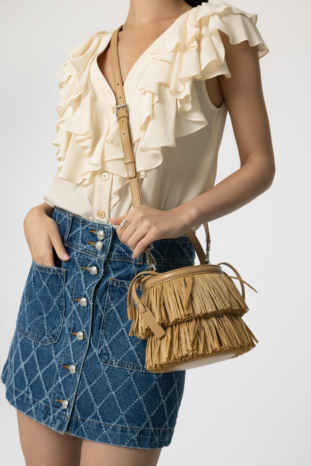 Mini Ischia Bucket Bag - Natural-NAT/PEAN-O/S-HANDBAGSHOULDER-MICHAEL KORS COLLECTION