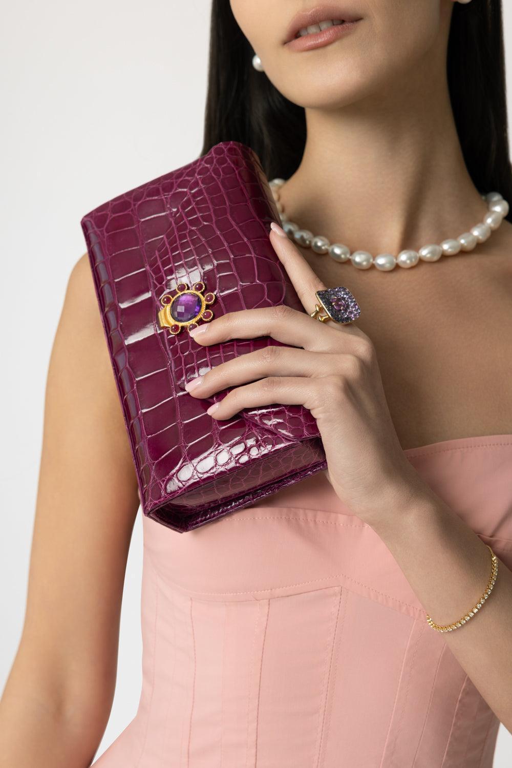 Isabel Box Clutch - Magenta Multi-MGNTAMLT-HANDBAGCLUTCHES-JADA LOVELESS