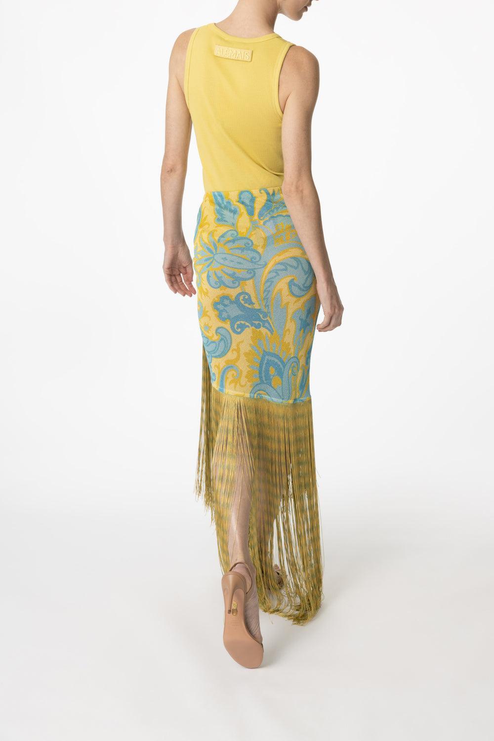 Long Fringe Skirt-YELLOW PRINT-40-CLOTHINGSKIRTMAXI-ETRO