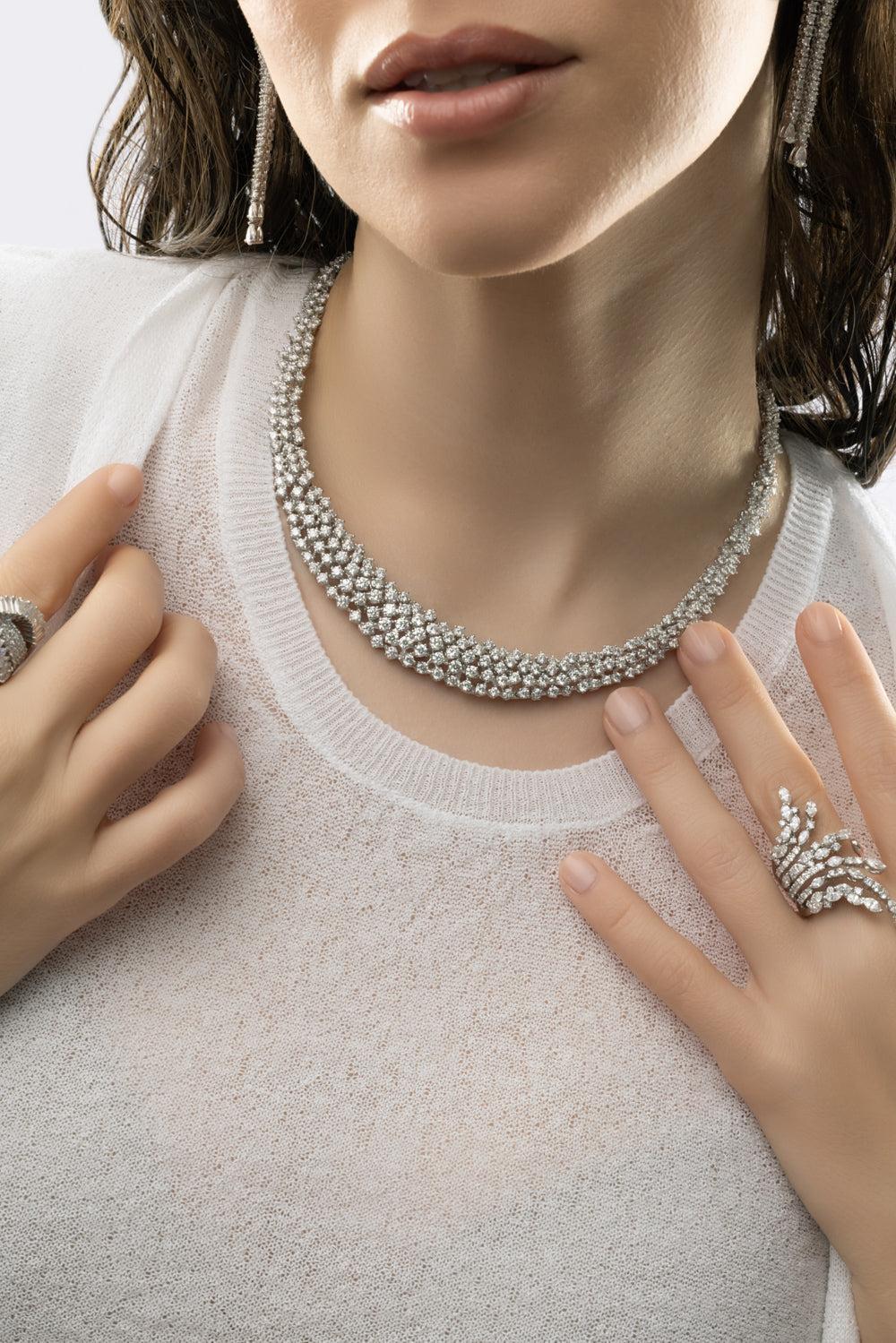 Y-Couture Statement Necklace-WHITE GOLD-JEWELRYFINE JEWELNECKLACE O-YEPREM JEWELLERY