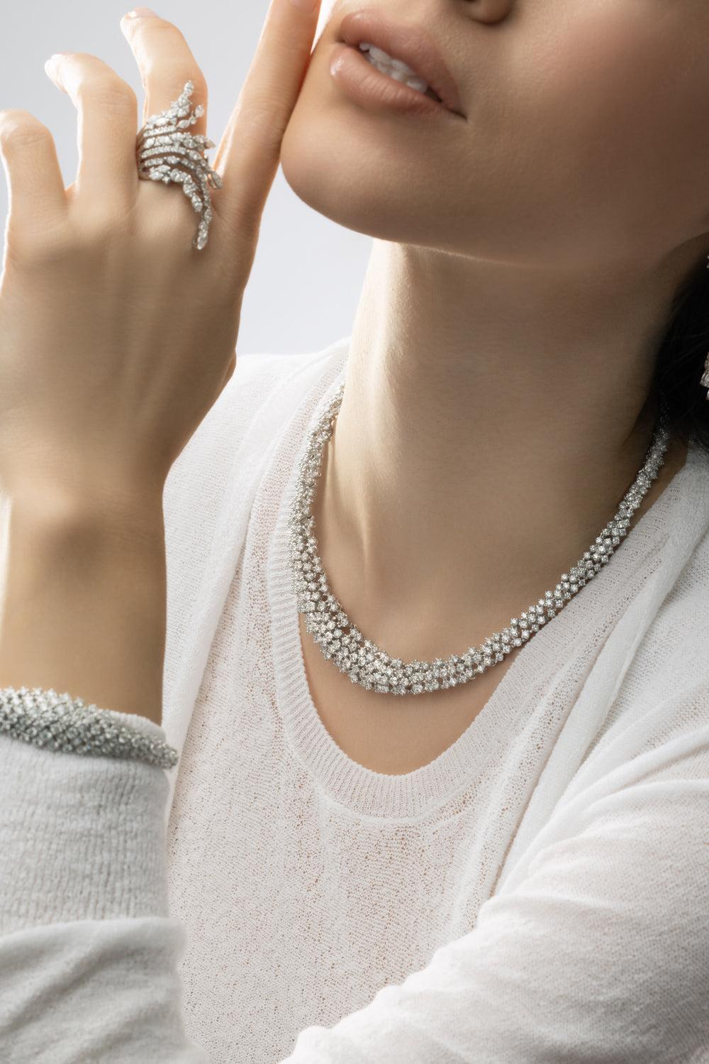 Y-Couture Statement Necklace-WHITE GOLD-JEWELRYFINE JEWELNECKLACE O-YEPREM JEWELLERY