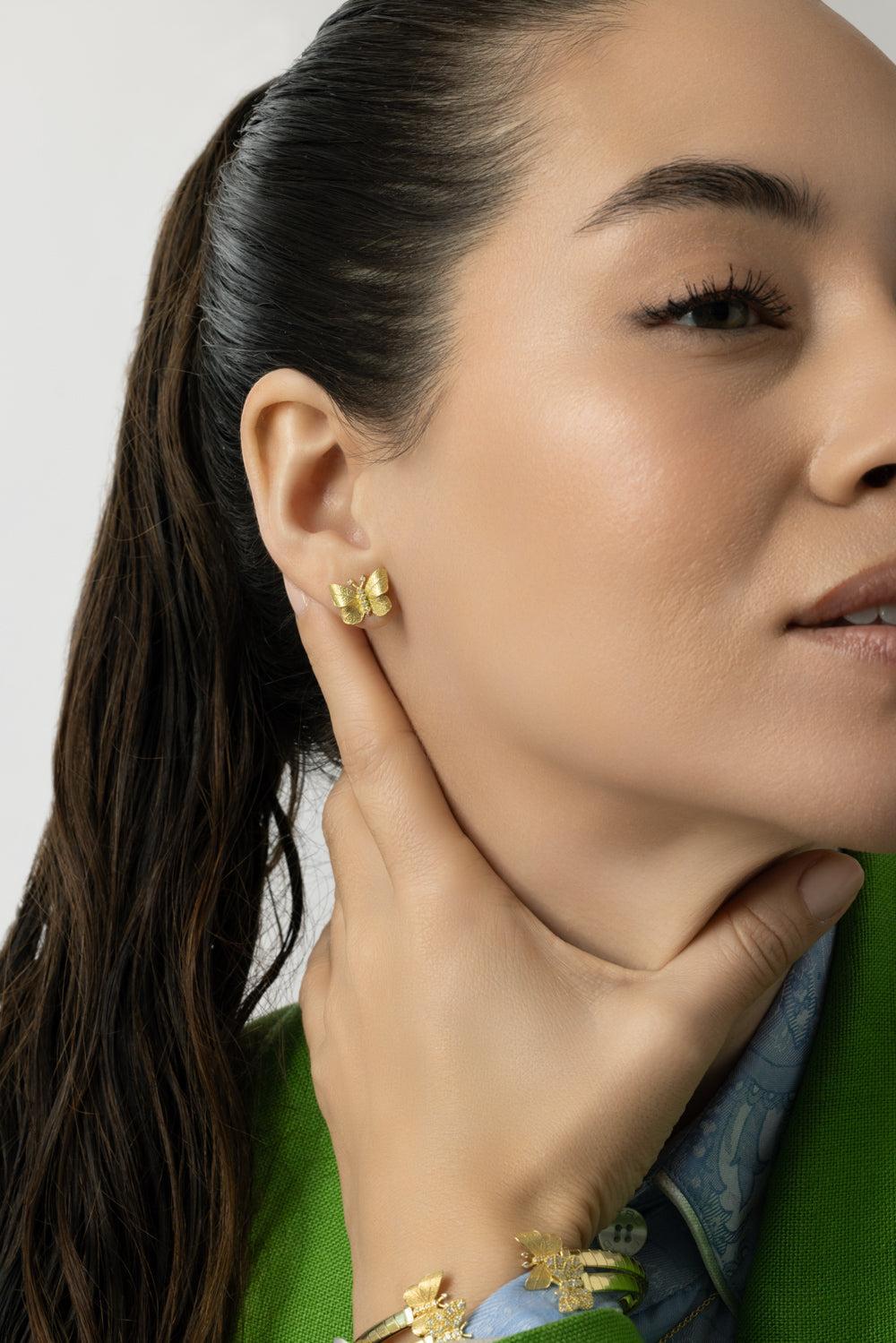 Butterfly Diamond Stud Earrings-YELLOW GOLD-S-JEWELRYFINE JEWELEARRING-TANYA FARAH