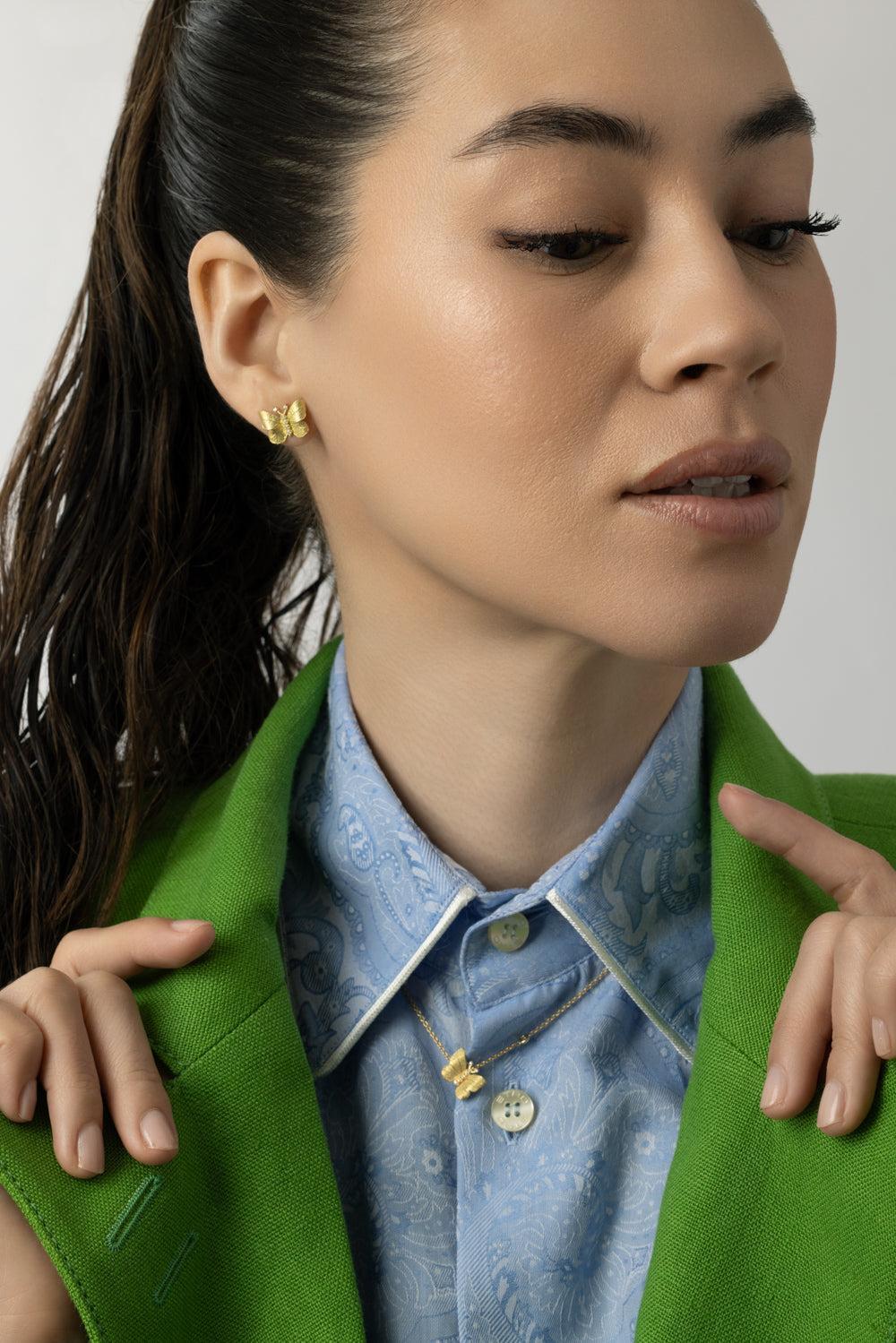 Butterfly Diamond Stud Earrings-YELLOW GOLD-S-JEWELRYFINE JEWELEARRING-TANYA FARAH