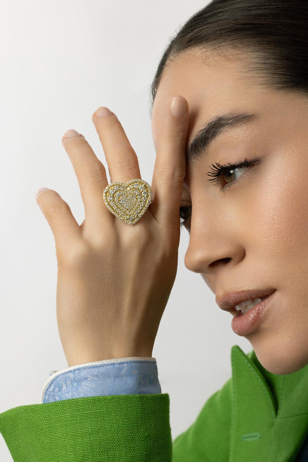 White Diamond Heart Ring-YELLOW GOLD-7.5-JEWELRYFINE JEWELNECKLACE O-TANYA FARAH