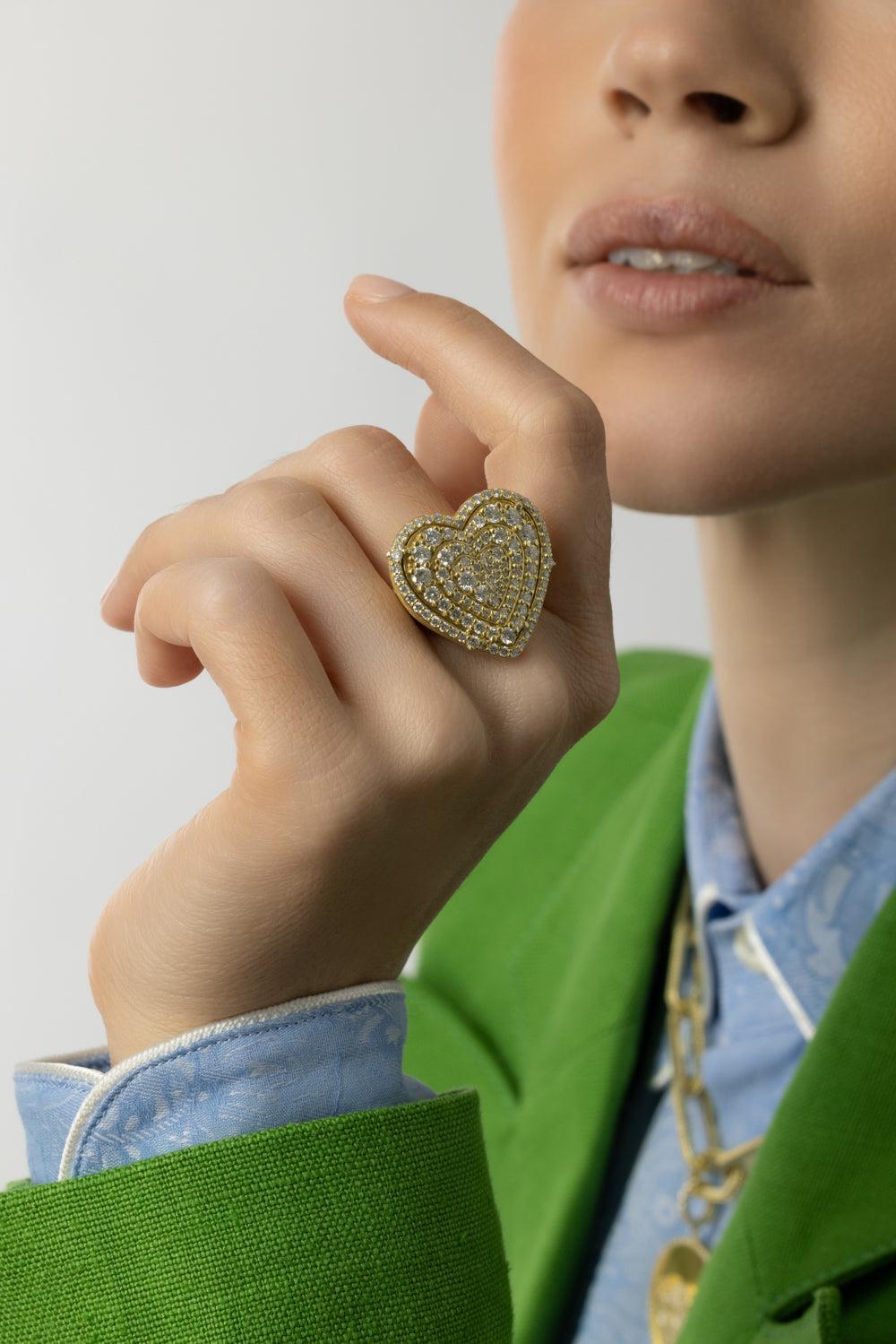 White Diamond Heart Ring-YELLOW GOLD-7.5-JEWELRYFINE JEWELNECKLACE O-TANYA FARAH