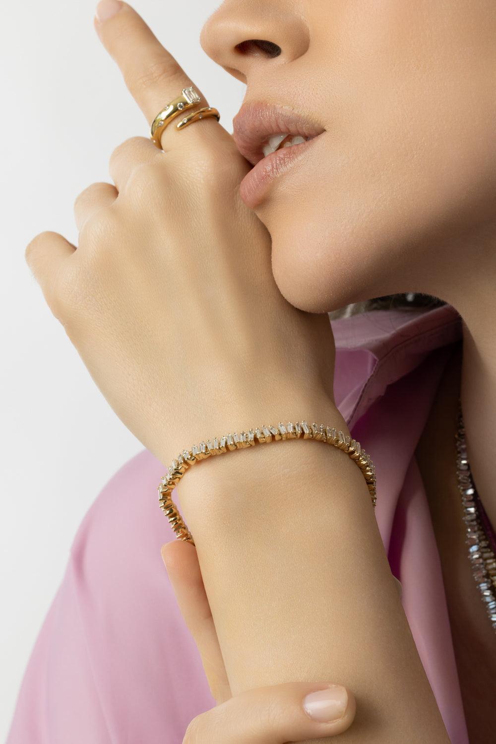 Classic Diamond Baguette Tennis Bracelet-YELLOW GOLD-7-JEWELRYFINE JEWELBRACELET O-SUZANNE KALAN