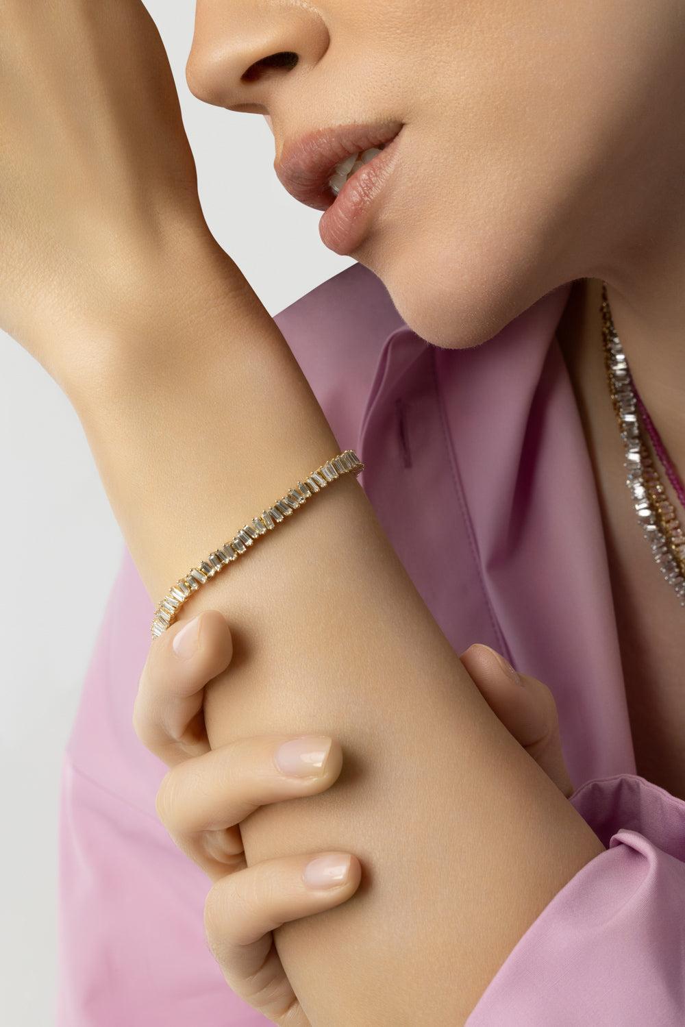 Classic Diamond Baguette Tennis Bracelet-YELLOW GOLD-7-JEWELRYFINE JEWELBRACELET O-SUZANNE KALAN