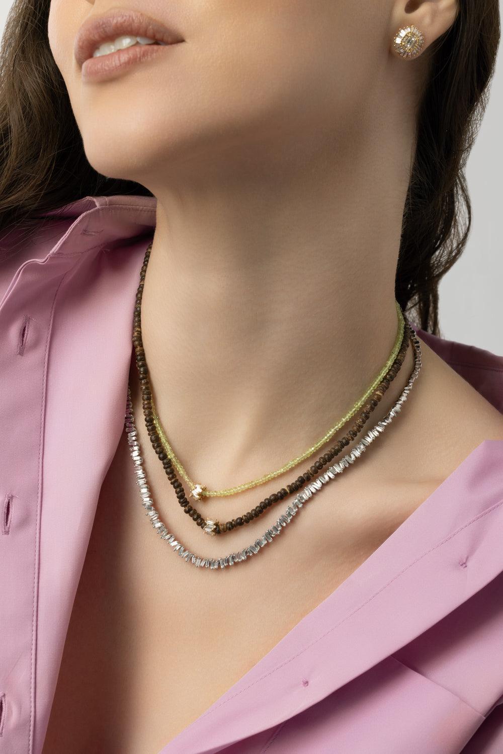 Classic Diamond Baguette Tennis Necklace-WHITE GOLD-17-JEWELRYFINE JEWELNECKLACE O-SUZANNE KALAN