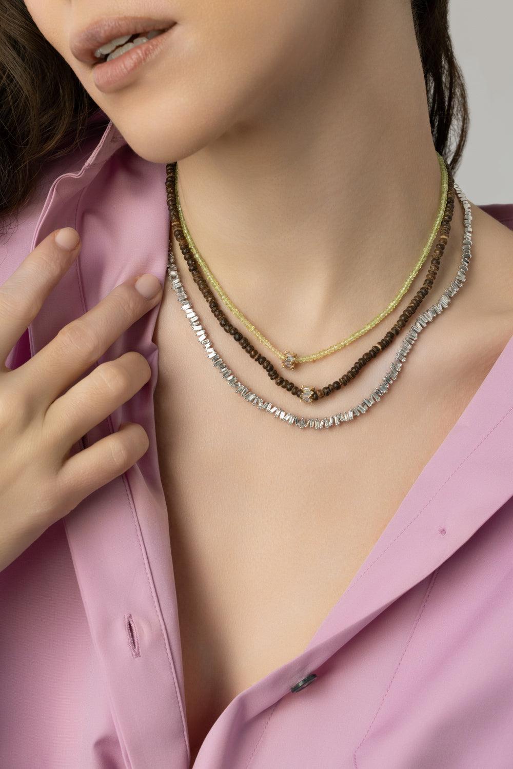 Classic Diamond Baguette Tennis Necklace-WHITE GOLD-17-JEWELRYFINE JEWELNECKLACE O-SUZANNE KALAN