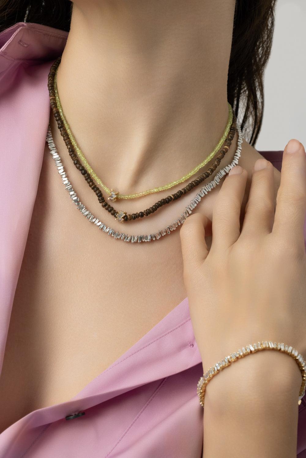 Classic Diamond Baguette Tennis Necklace-WHITE GOLD-17-JEWELRYFINE JEWELNECKLACE O-SUZANNE KALAN