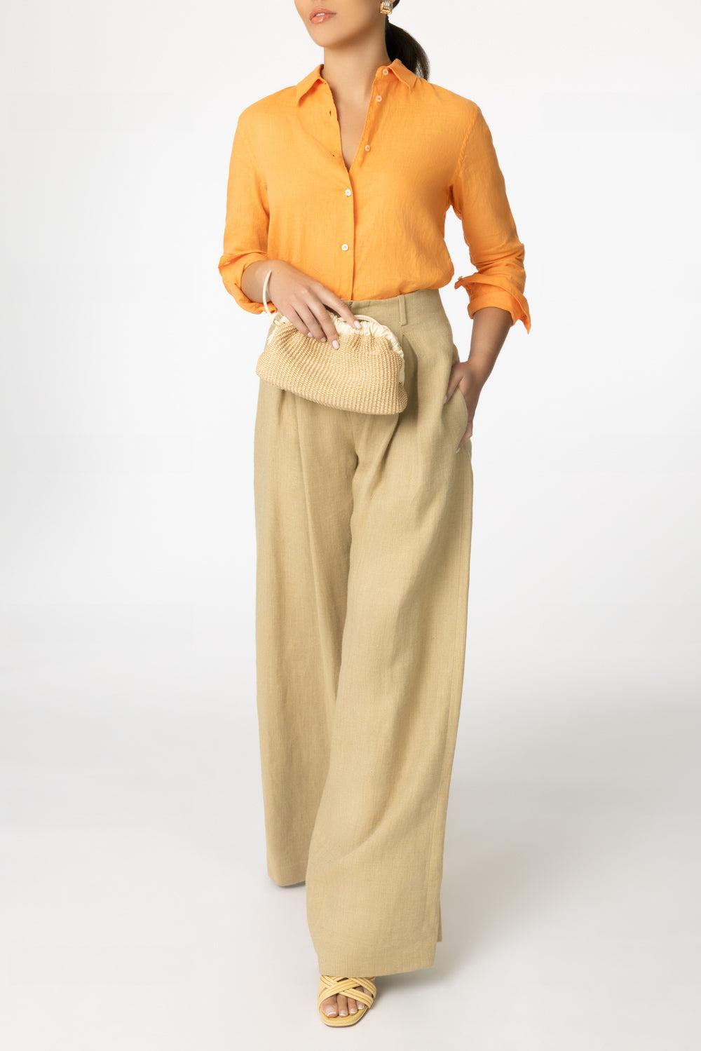 Long Sleeve Mod Shirt - Orange-ORANGE-38-CLOTHINGTOPBLOUSE-ASPESI