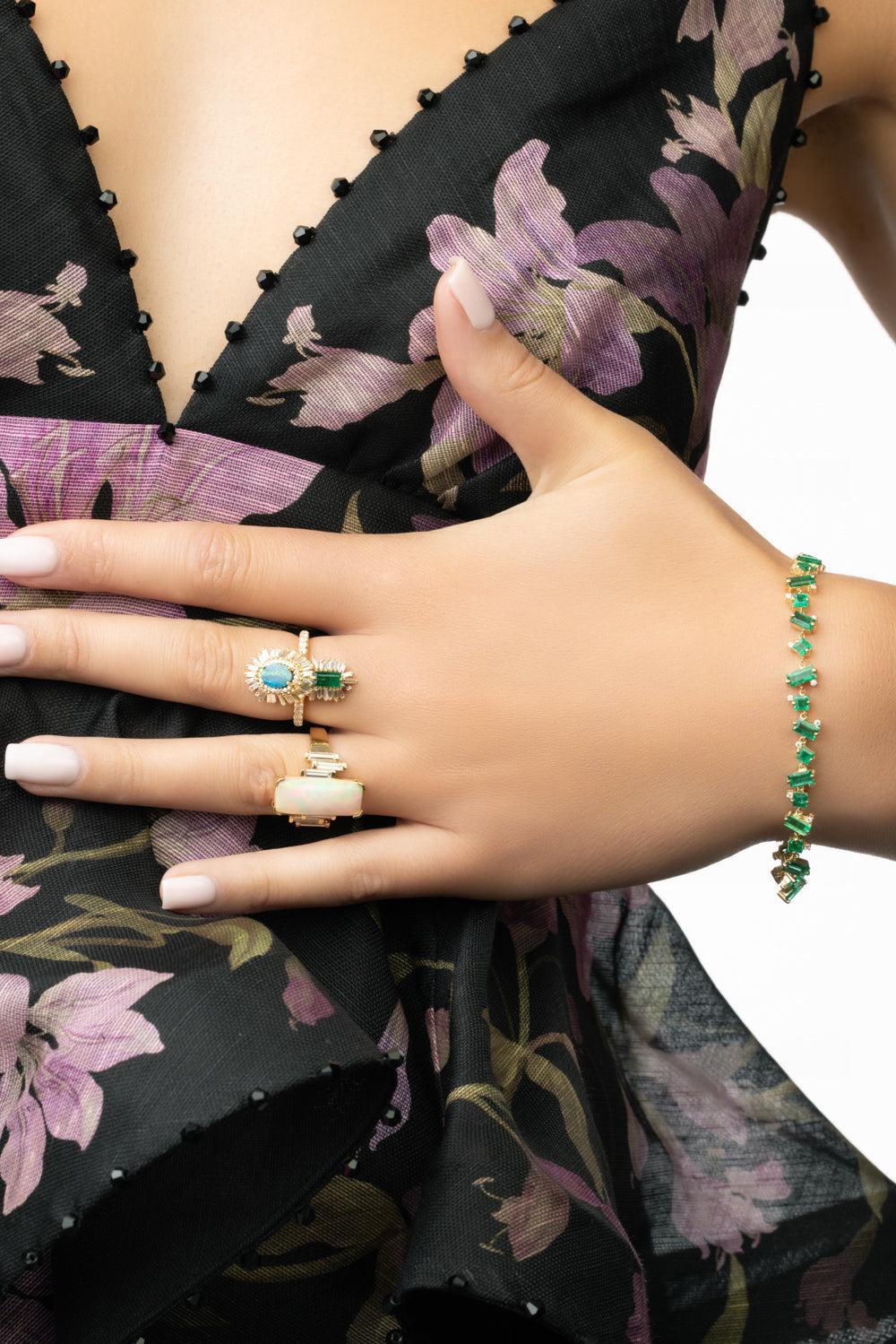 Emerald Opal Cocktail Ring-YELLOW GOLD-6.75-JEWELRYFINE JEWELRING-SUZANNE KALAN