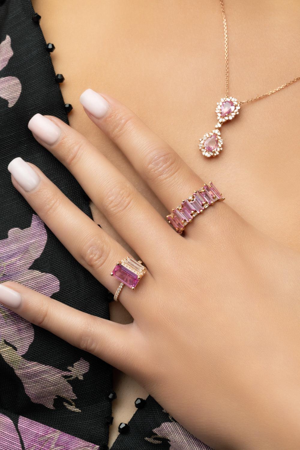 Light Pink Sapphire Eternity Rng-ROSE GOLD-10-JEWELRYFINE JEWELRING-SUZANNE KALAN