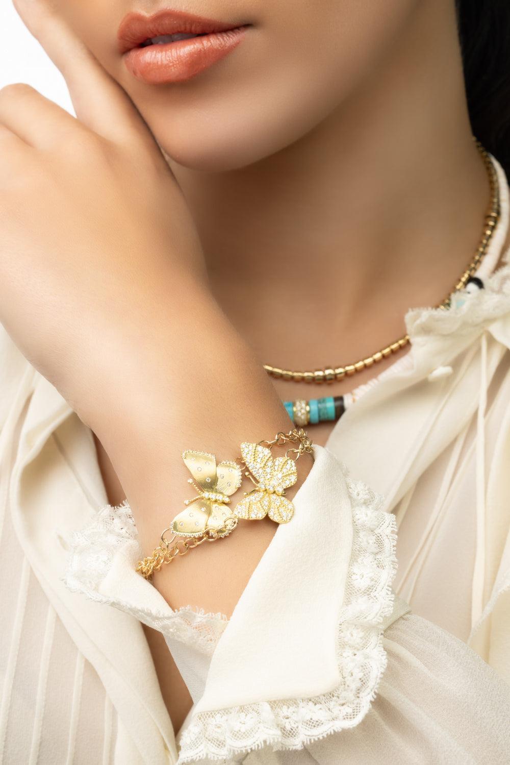 Medium Satin Diamond Butterfly Bracelet-YELLOW GOLD-M-JEWELRYFINE JEWELBRACELET O-TANYA FARAH