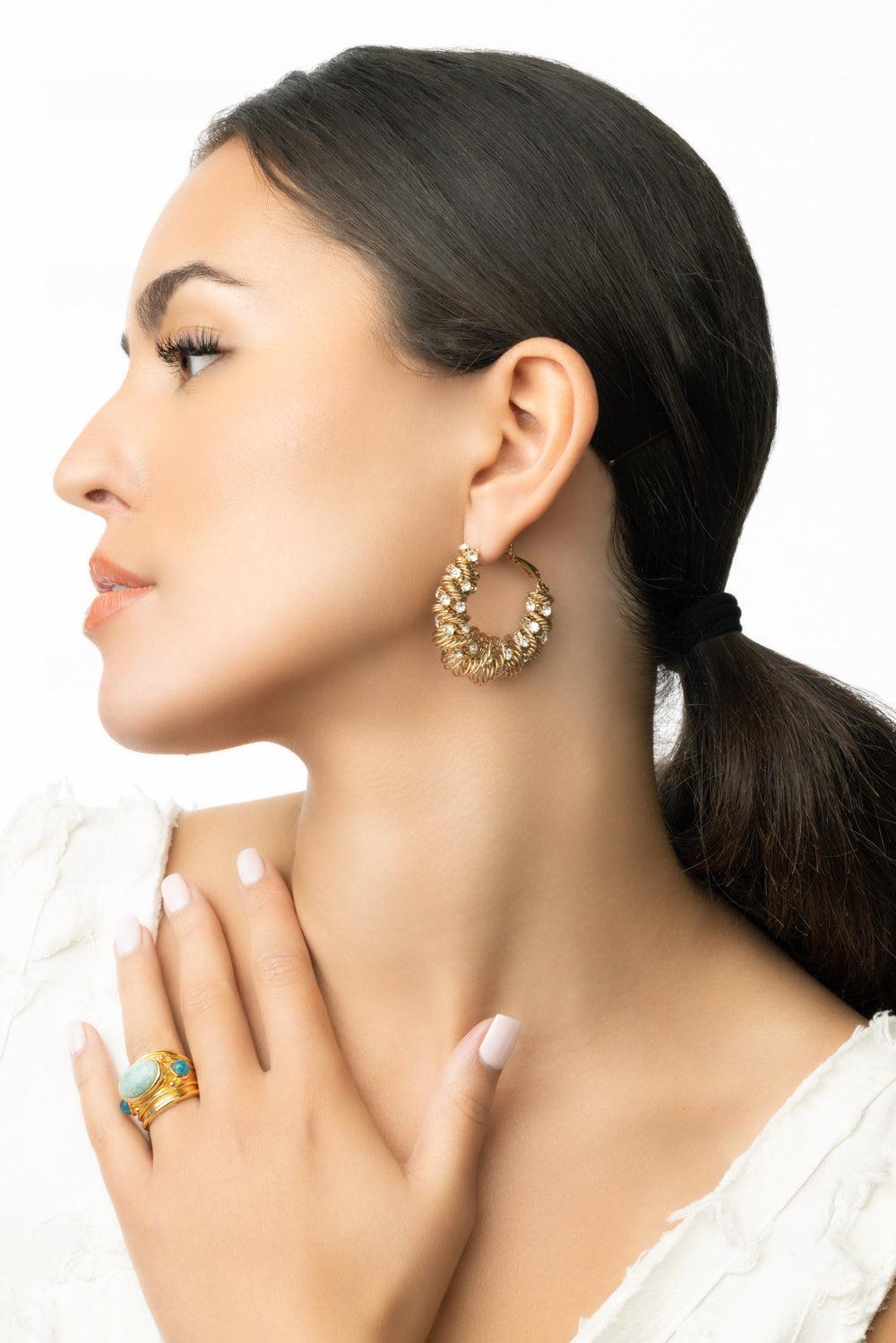 Strass Hoop Earrings-YELLOW-JEWELRYBOUTIQUEEARRING-GAS BIJOUX