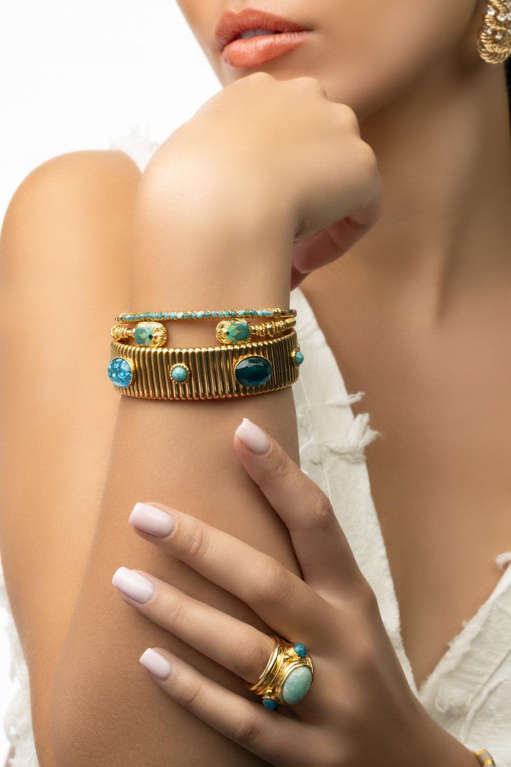 Large Duality Scarmouche Twist Bracelet-BLUE/GRN-JEWELRYBOUTIQUEBRACELET O-GAS BIJOUX
