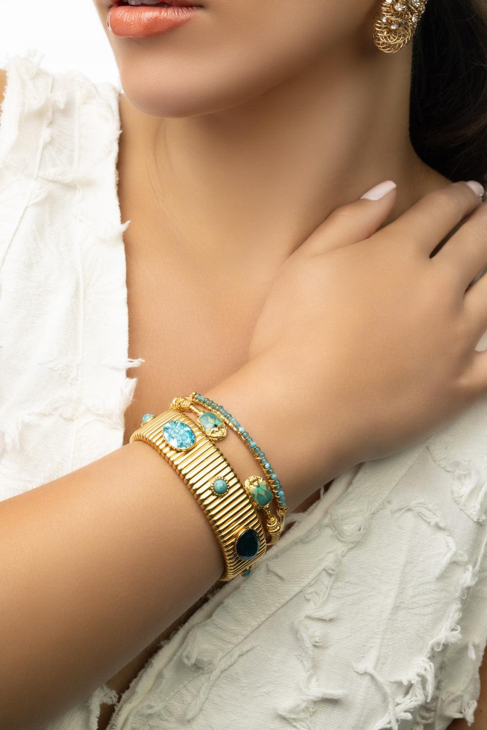 Large Duality Scarmouche Twist Bracelet-BLUE/GRN-JEWELRYBOUTIQUEBRACELET O-GAS BIJOUX
