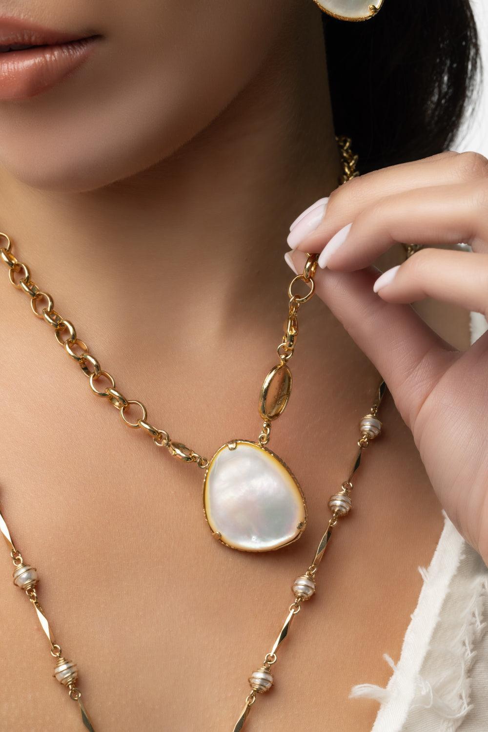 Long Perla Gipsea Necklace - White-WHITE-JEWELRYBOUTIQUENECKLACE O-GAS BIJOUX