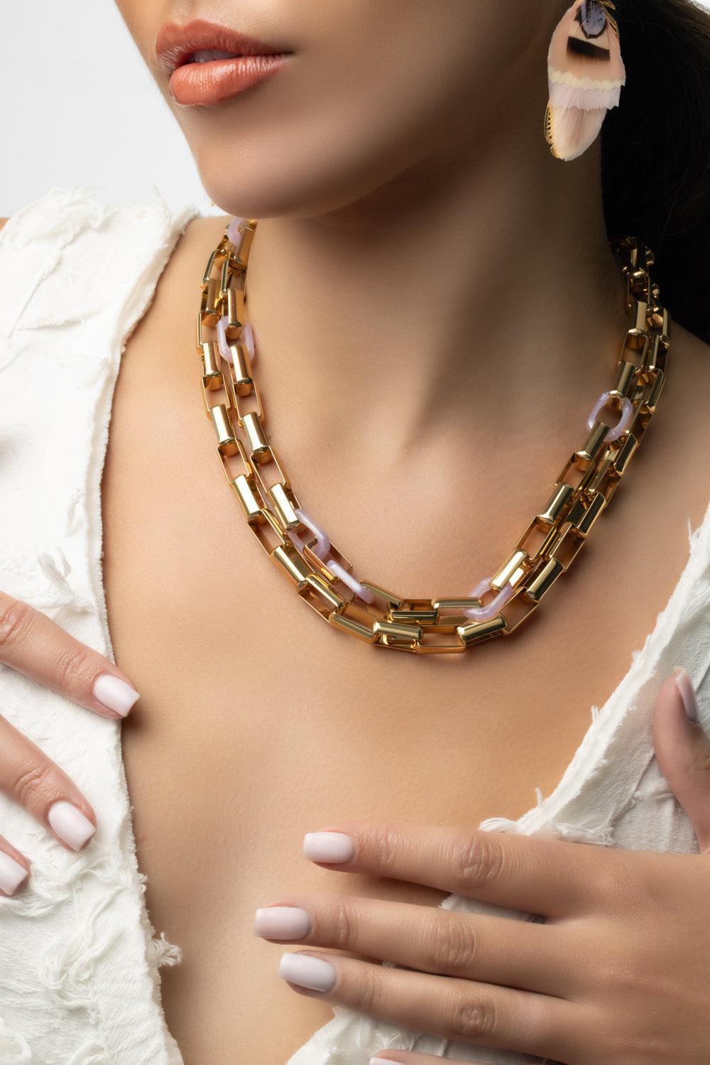 Collier Link Necklace - Purple-PRPL-JEWELRYBOUTIQUENECKLACE O-GAS BIJOUX