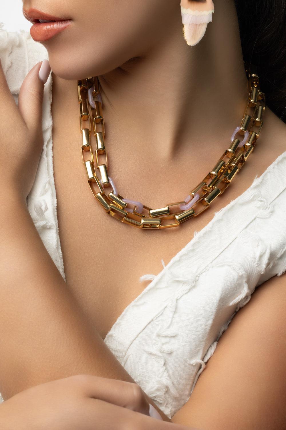 Collier Link Necklace - Purple-PRPL-JEWELRYBOUTIQUENECKLACE O-GAS BIJOUX