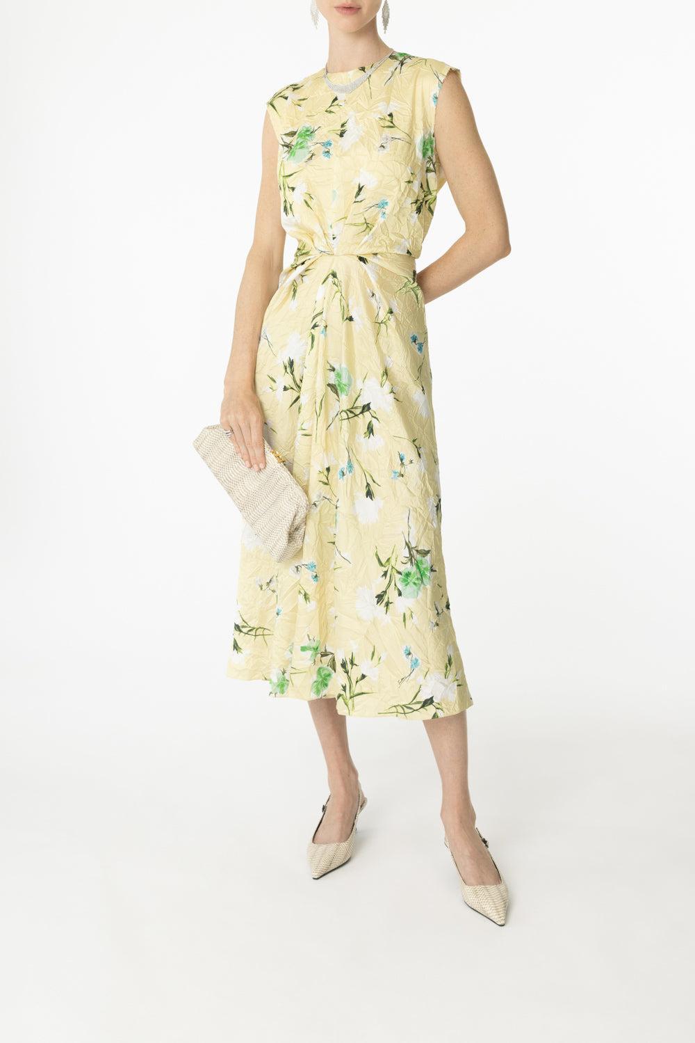 Sleeveless Pencil Dress-FLORAL LEMON ICE-2-CLOTHINGDRESSCASUAL-ERDEM