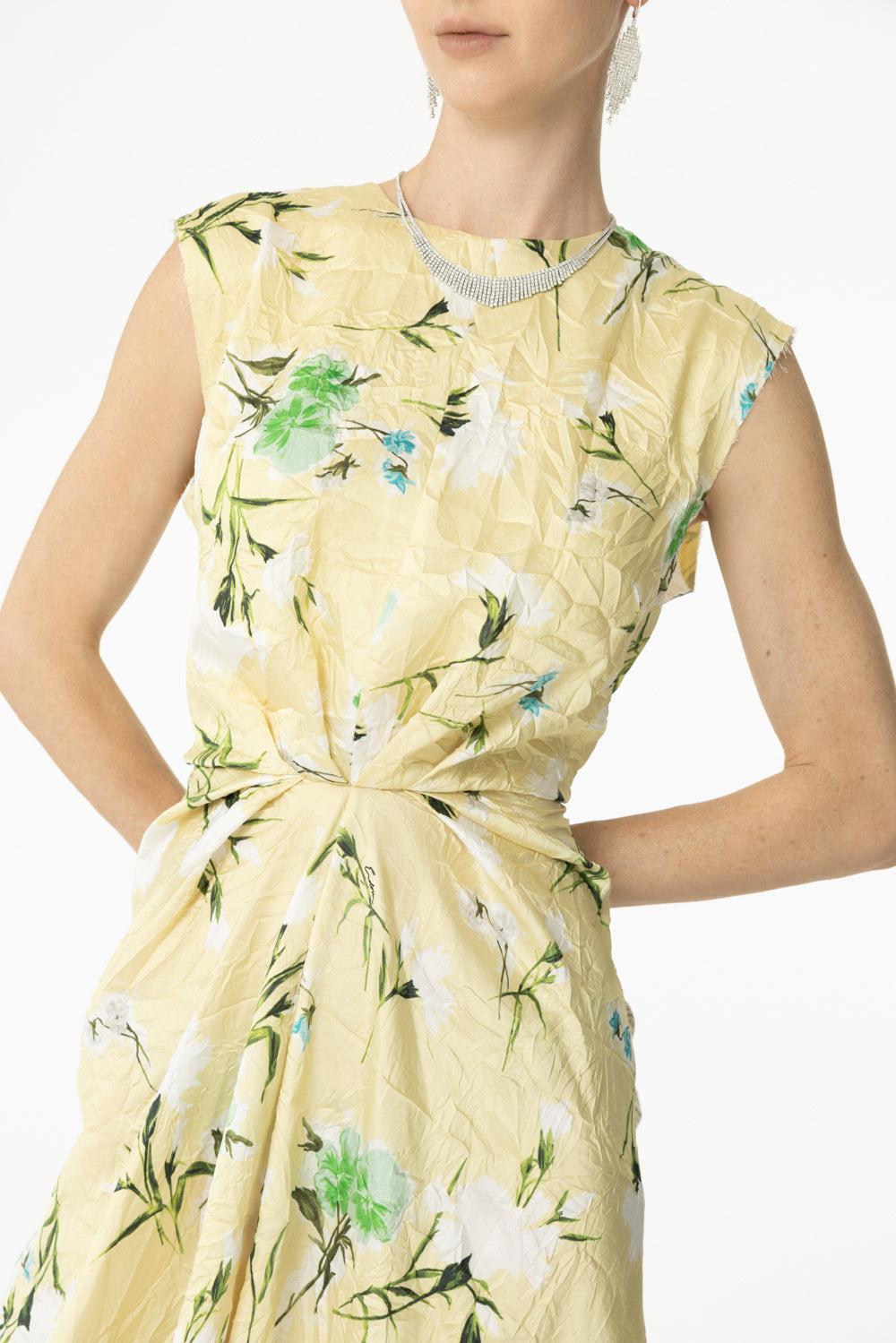 Sleeveless Pencil Dress-FLORAL LEMON ICE-2-CLOTHINGDRESSCASUAL-ERDEM