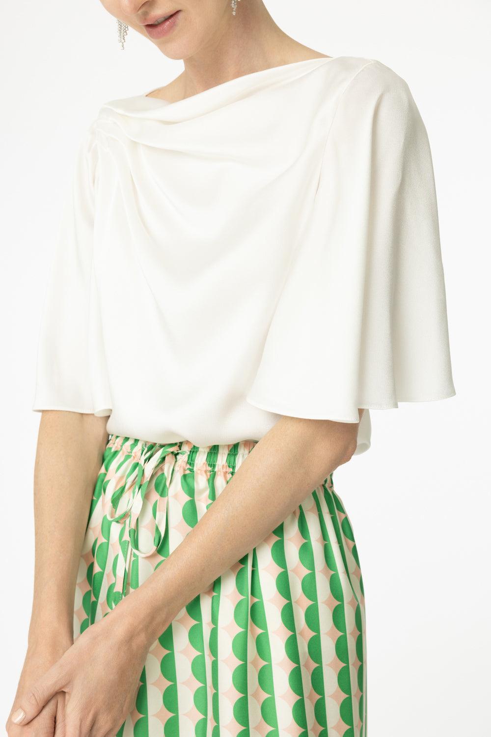 Draped Short Sleeve Top-IVORY-2-CLOTHINGTOPBLOUSE-ERDEM