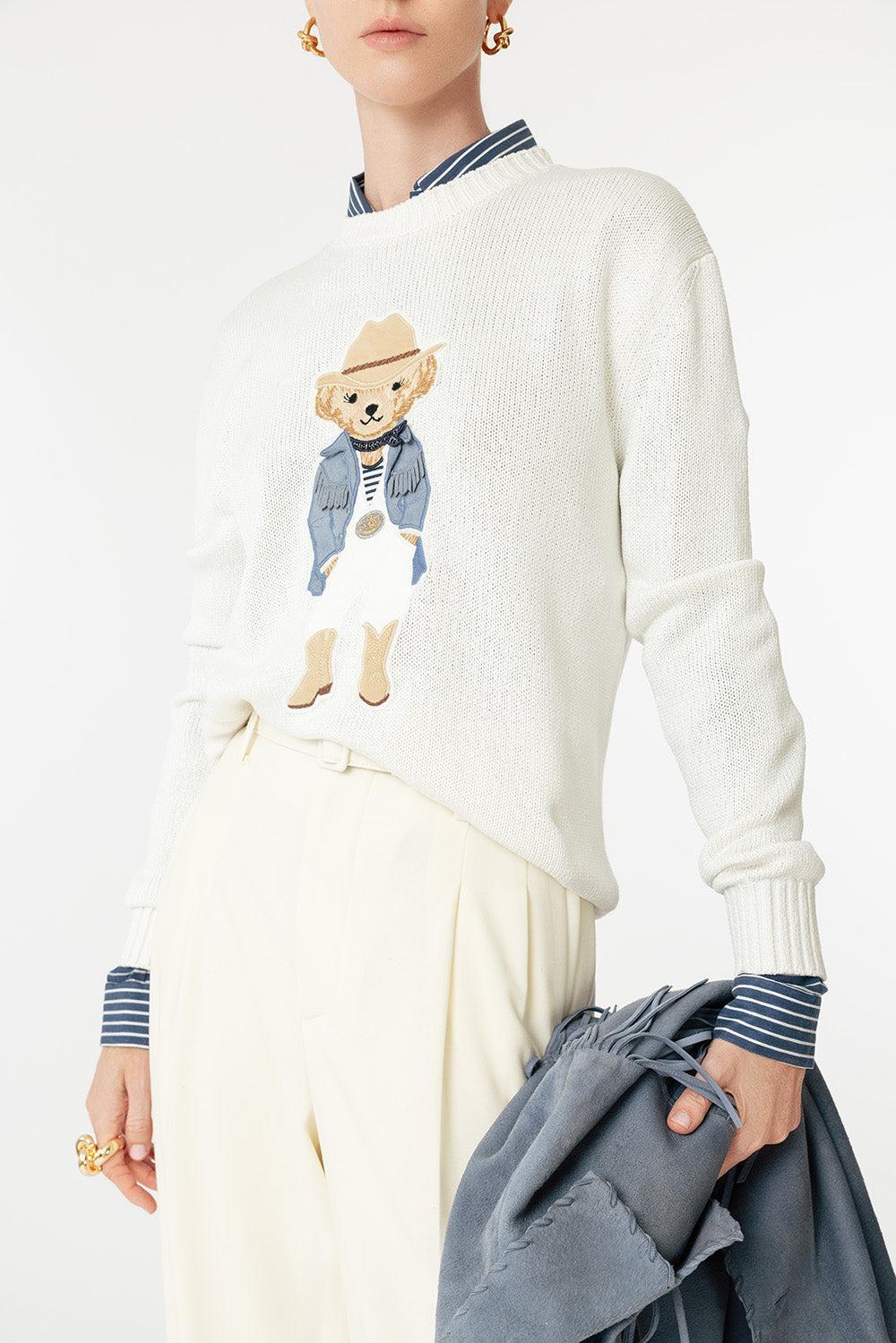 Hamptons Spring Bear Lofty Sweater-CREAM-XS-CLOTHINGTOPSWEATER-RALPH LAUREN