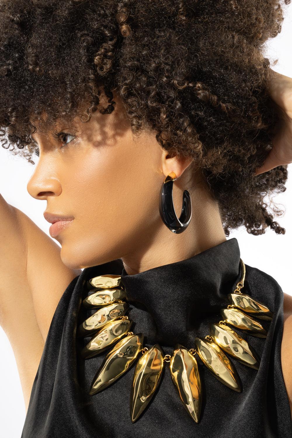 Luminous Edged Hoop Earrings-ONYX-JEWELRYBOUTIQUEEARRING-ALEXIS BITTAR