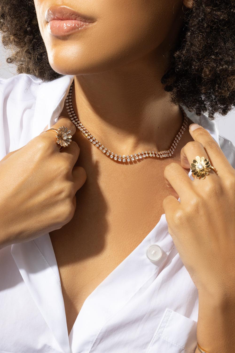 Diamond Shaker Necklace-ROSE GOLD-JEWELRYFINE JEWELNECKLACE O-ANITA KO