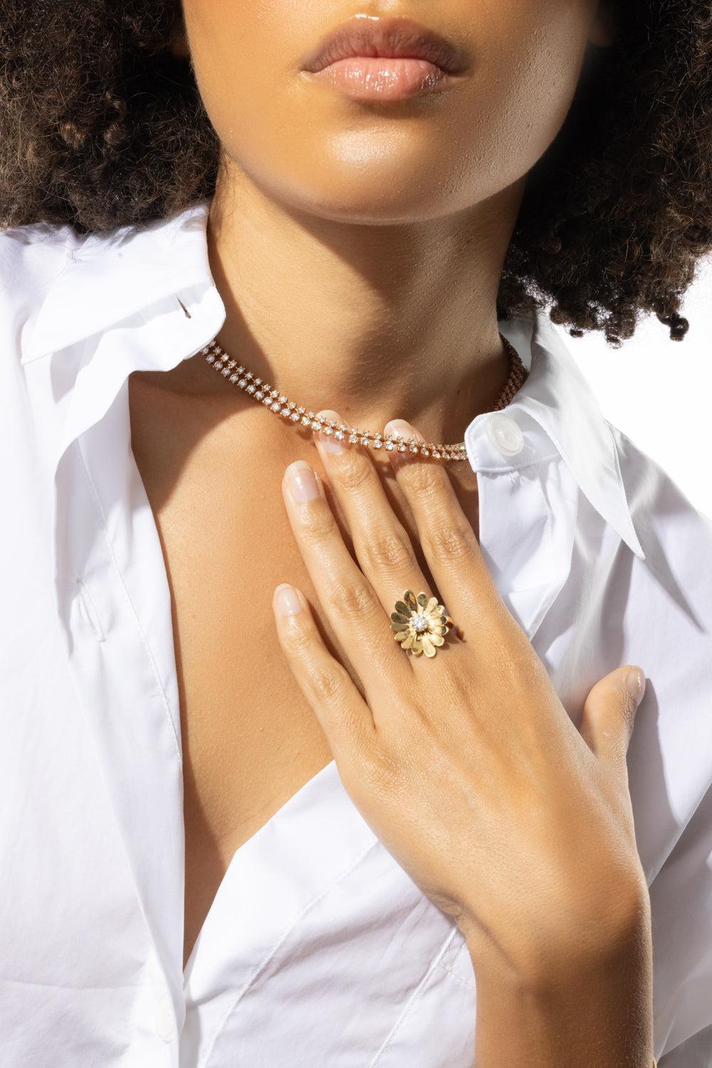 Diamond Shaker Necklace-ROSE GOLD-JEWELRYFINE JEWELNECKLACE O-ANITA KO