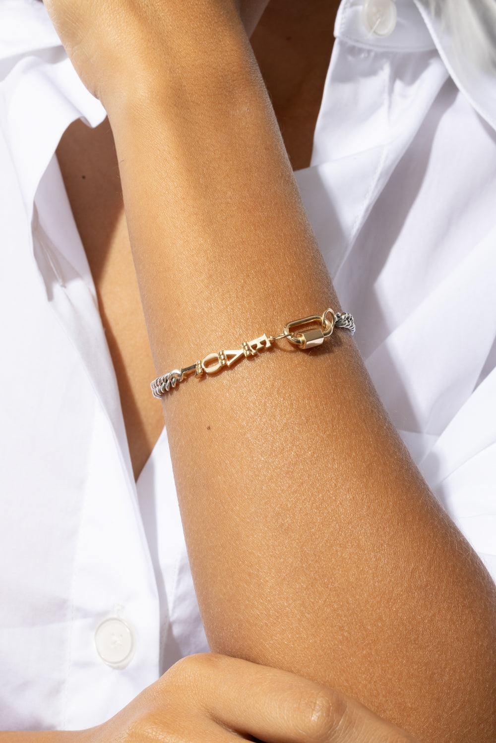 "Love" Heavy Curb Talking Chain Bracelet-SILVER-6.5-JEWELRYFINE JEWELBRACELET O-MARLA AARON