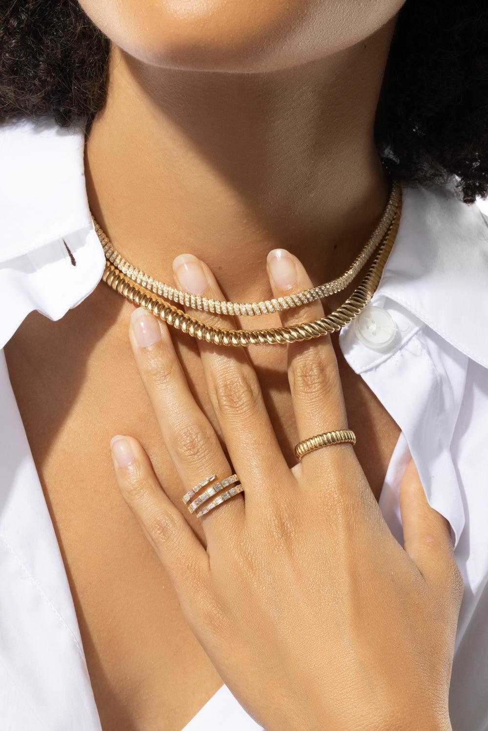 Three Row Diamond Coil Ring-YELLOW GOLD-5.5-JEWELRYFINE JEWELRING-ANITA KO