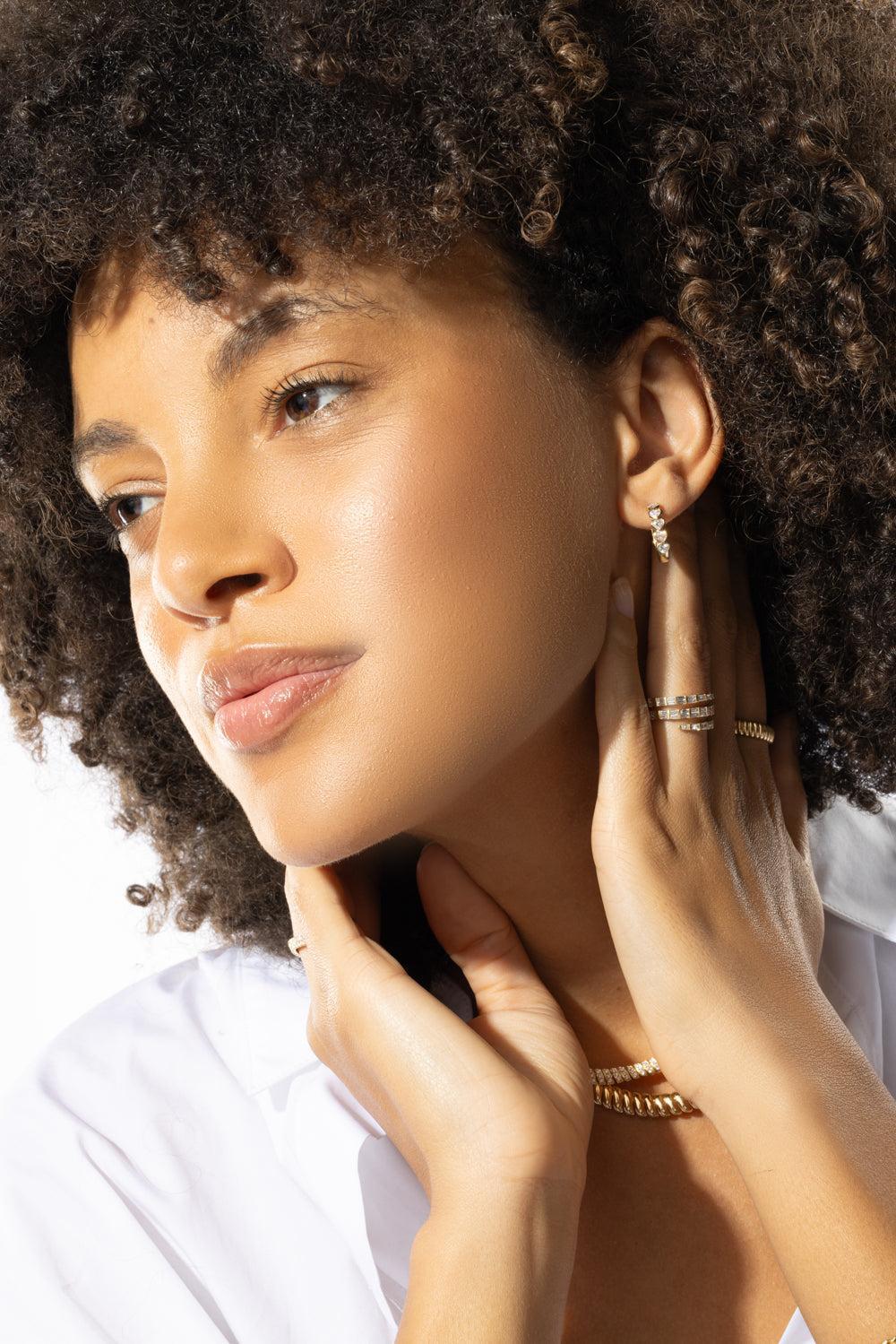 Heart Diamond Small Hoop Earrings-YELLOW GOLD-S-JEWELRYFINE JEWELEARRING-ANITA KO