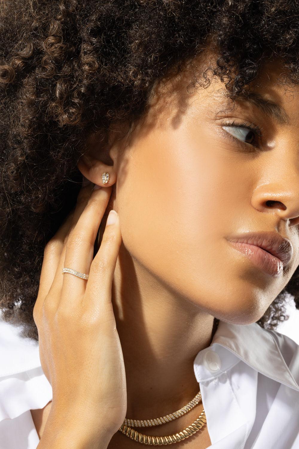 Small Palm Leaf Diamond Studs-YELLOW GOLD-JEWELRYFINE JEWELEARRING-ANITA KO