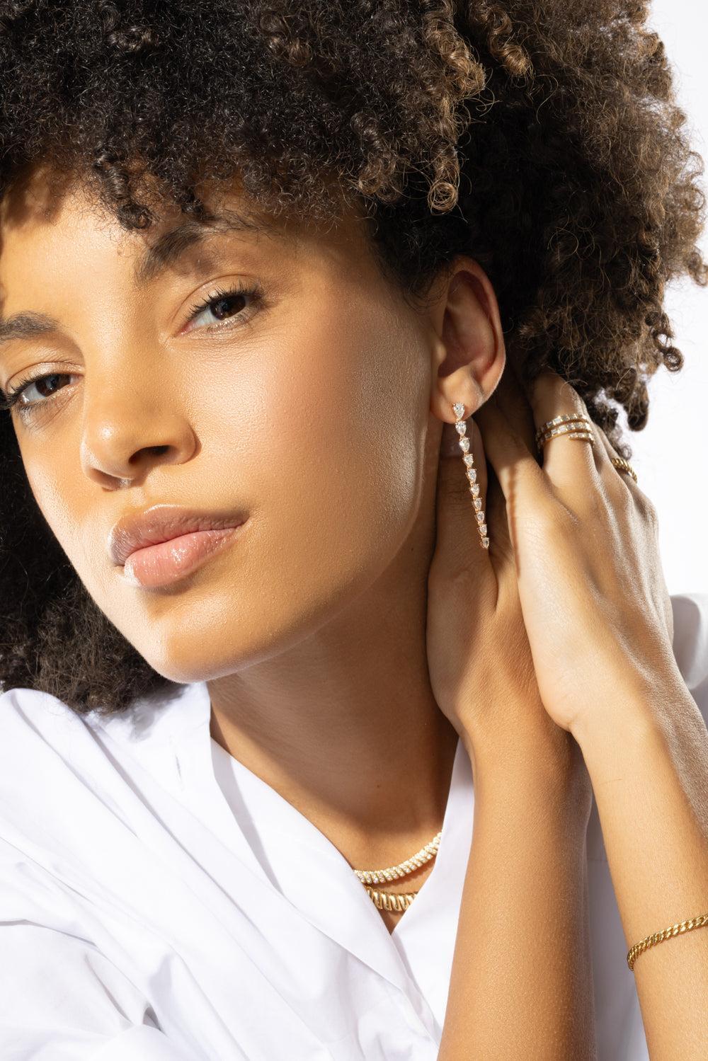 Pearl Diamond Drop Earrings-ROSE GOLD-JEWELRYFINE JEWELEARRING-ANITA KO