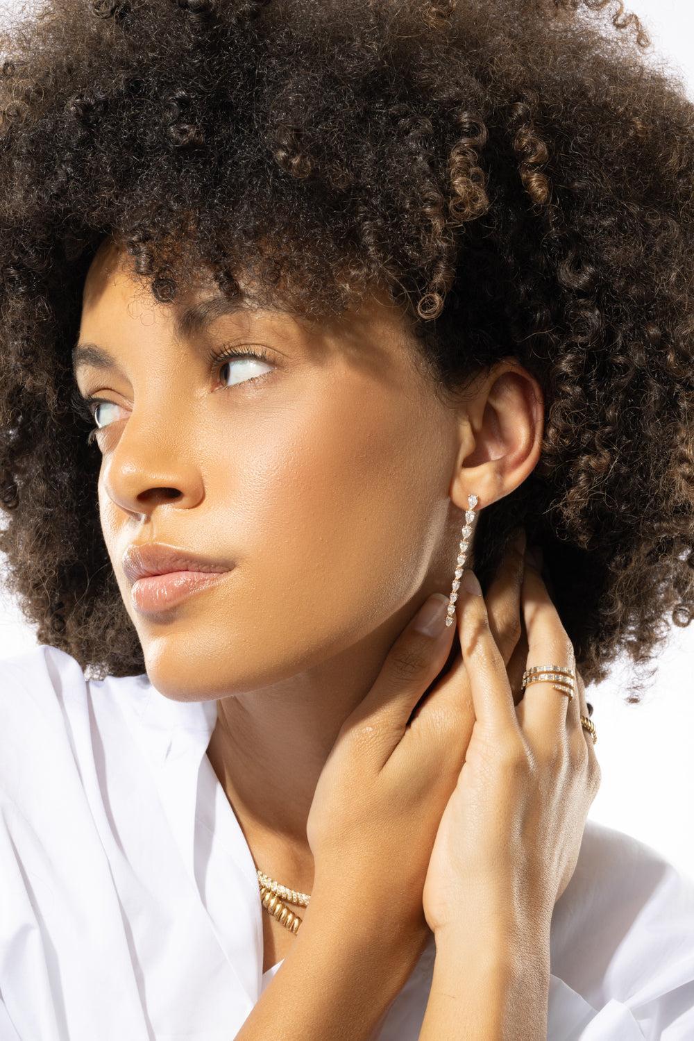 Pearl Diamond Drop Earrings-ROSE GOLD-JEWELRYFINE JEWELEARRING-ANITA KO