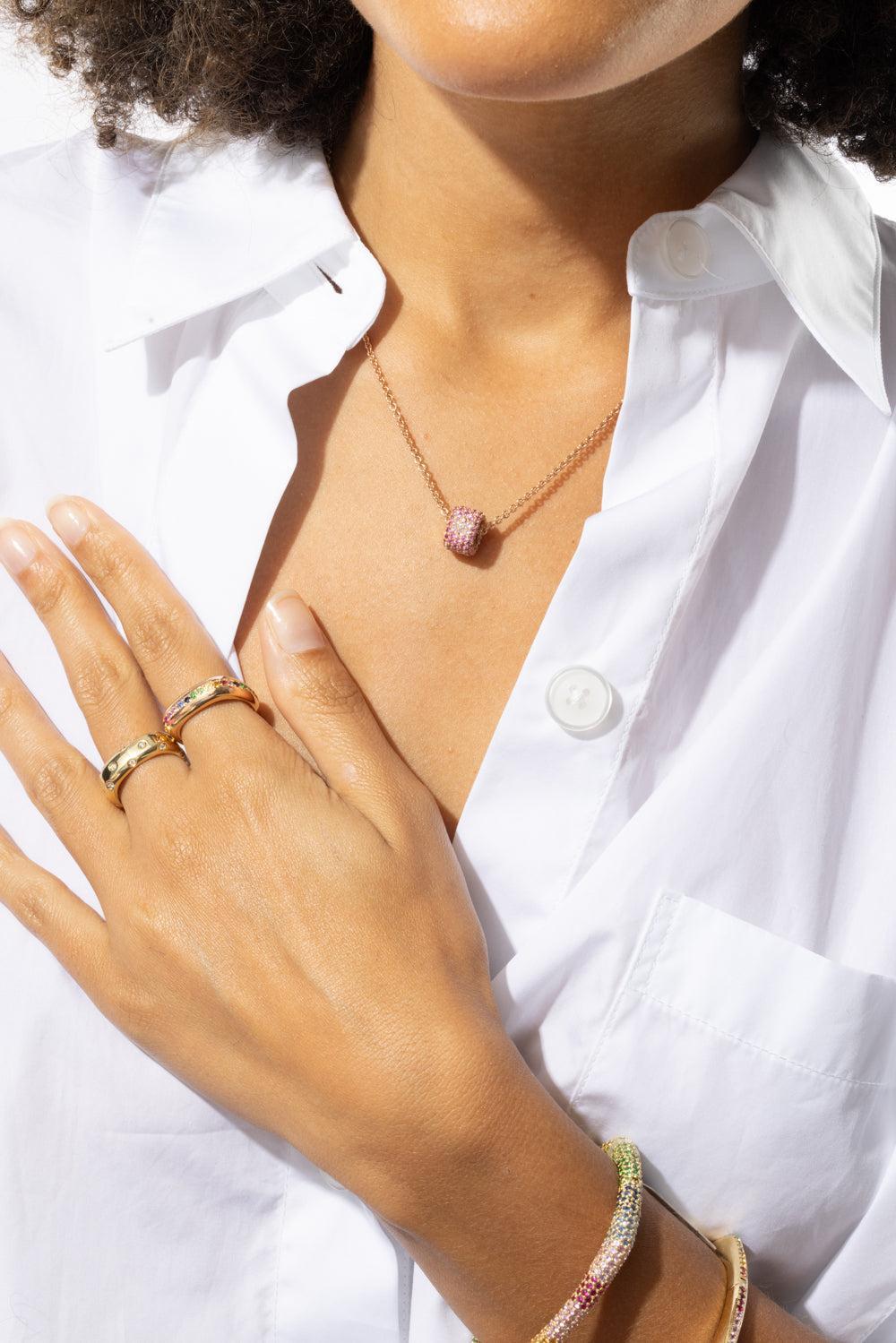 Full Pave Pink Sapphire Ghost Necklace-ROSE GOLD-JEWELRYFINE JEWELNECKLACE O-FULLORD