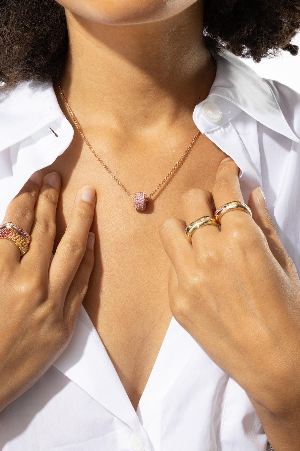 Full Pave Pink Sapphire Ghost Necklace-ROSE GOLD-JEWELRYFINE JEWELNECKLACE O-FULLORD